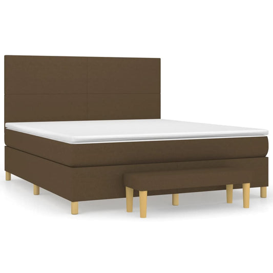 vidaXL Κρεβάτι Boxspring με Στρώμα Σκούρο Καφέ 180x200 εκ Υφασμάτινο