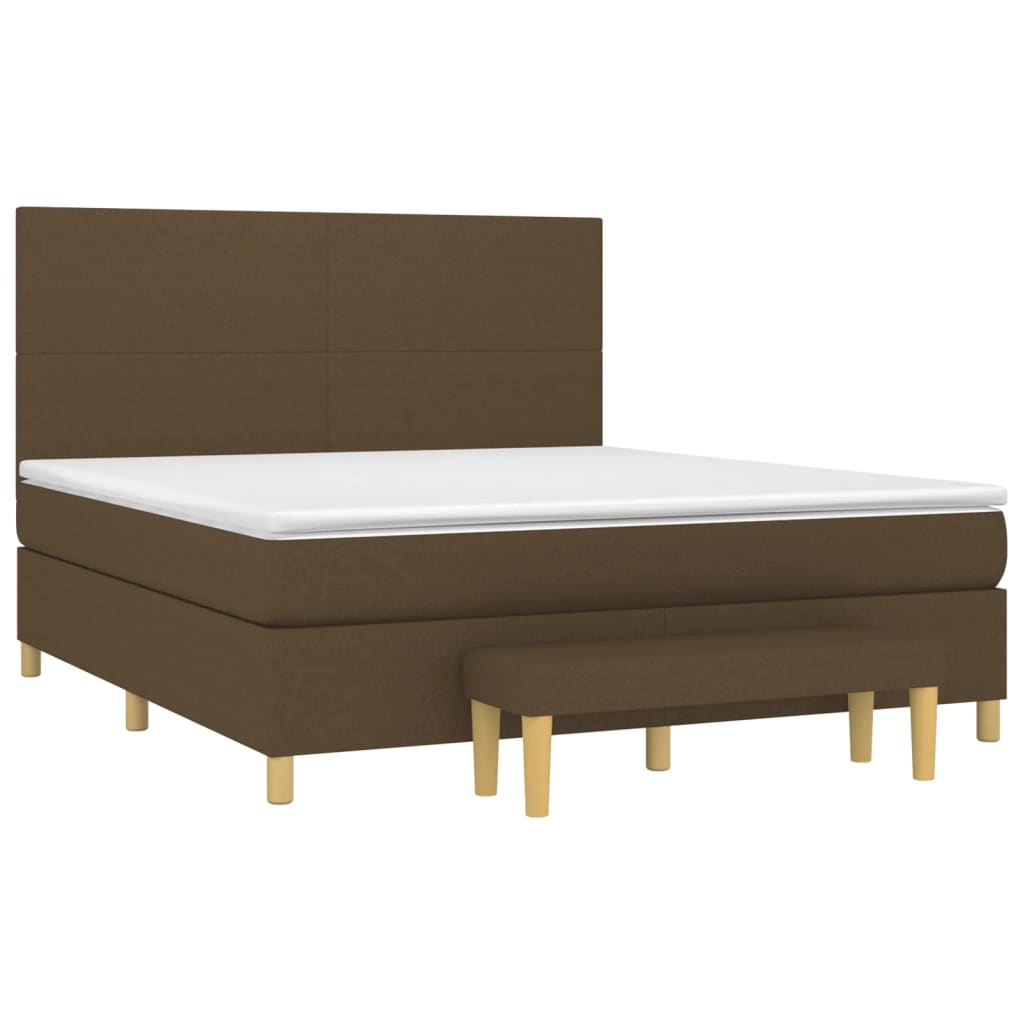 vidaXL Κρεβάτι Boxspring με Στρώμα Σκούρο Καφέ 180x200 εκ Υφασμάτινο
