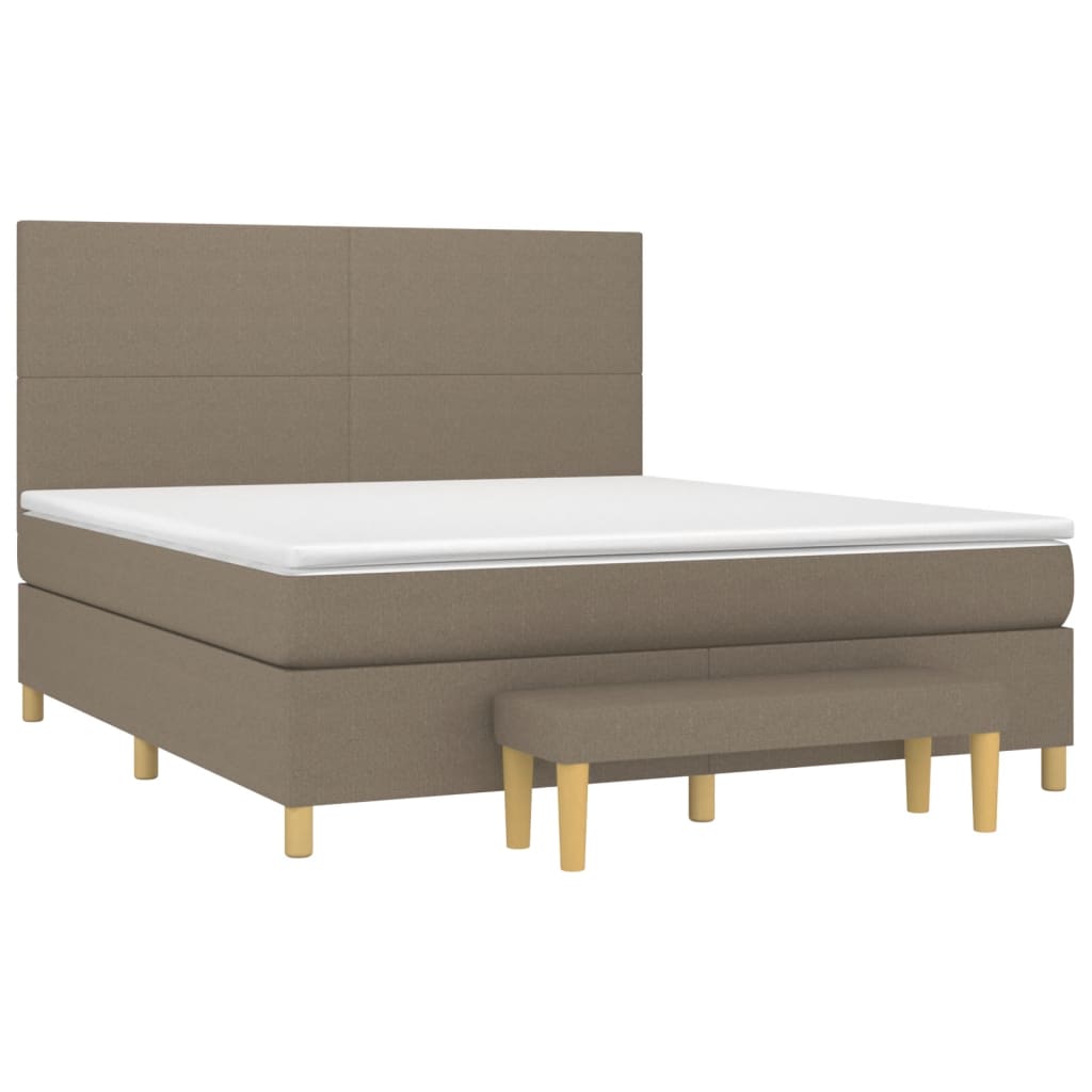 vidaXL Κρεβάτι Boxspring με Στρώμα Taupe 180x200 εκ. Υφασμάτινο