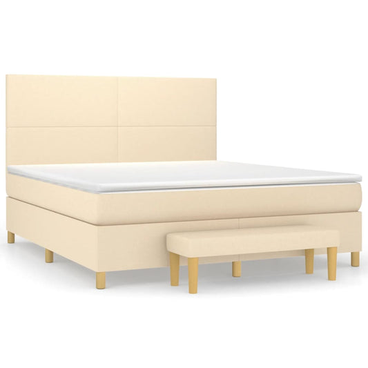 vidaXL Κρεβάτι Boxspring με Στρώμα Κρεμ 180x200 εκ. Υφασμάτινο