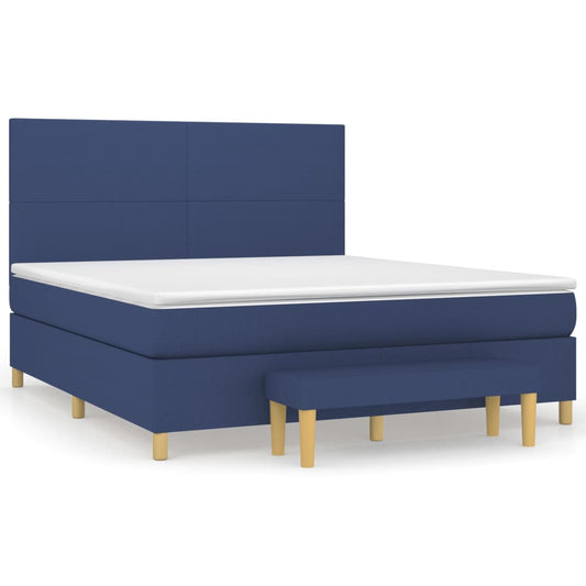 vidaXL Κρεβάτι Boxspring με Στρώμα Μπλε 180x200 εκ. Υφασμάτινο