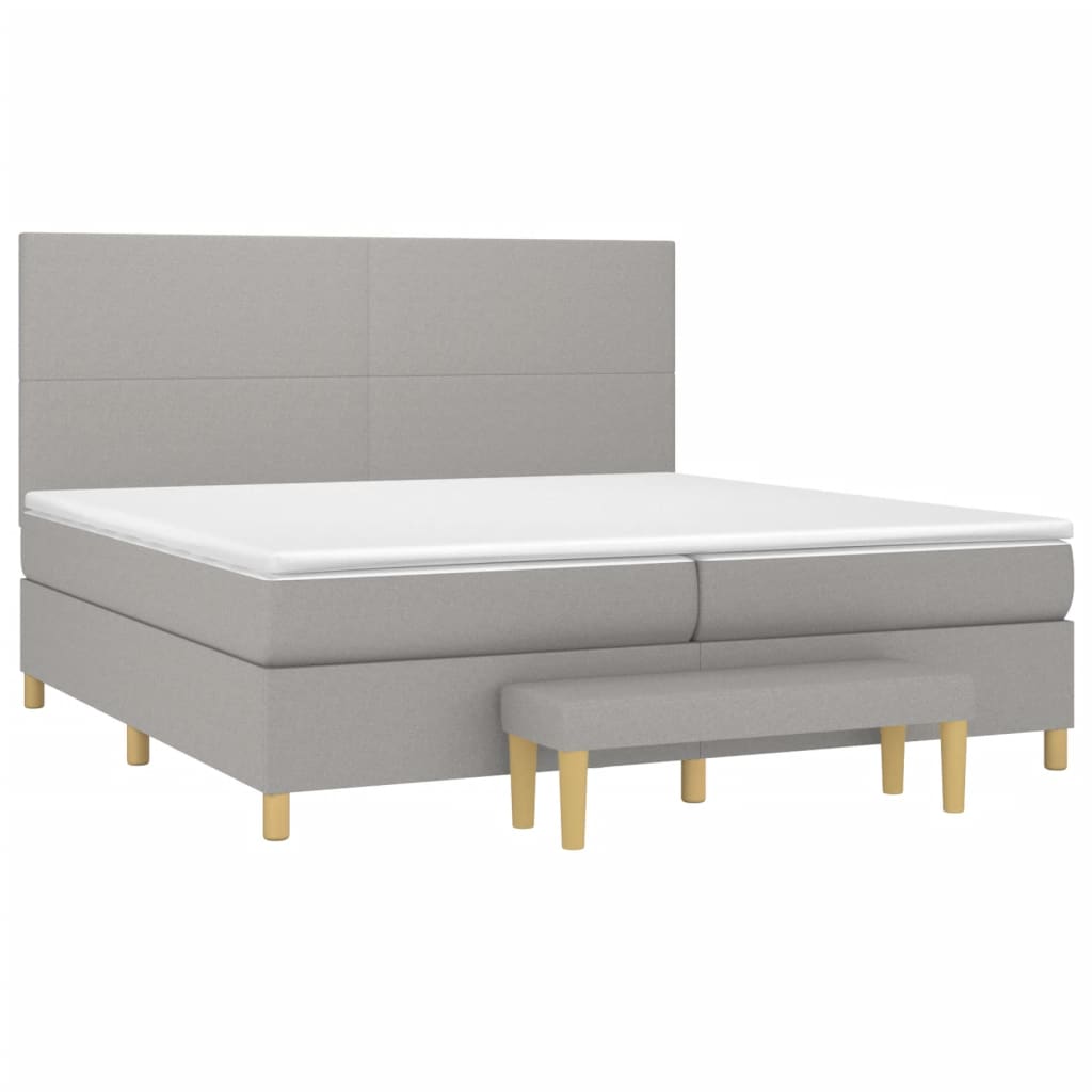 vidaXL Κρεβάτι Boxspring με Στρώμα Ανοιχτό Γκρι 200x200 εκ. Υφασμάτινο