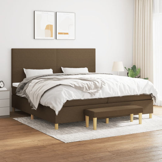 vidaXL Κρεβάτι Boxspring με Στρώμα Σκούρο Καφέ 200x200 εκ. Υφασμάτινο