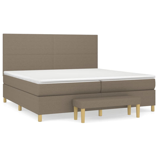 vidaXL Κρεβάτι Boxspring με Στρώμα Taupe 200x200 εκ. Υφασμάτινο