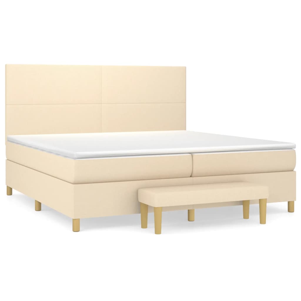 vidaXL Κρεβάτι Boxspring με Στρώμα Κρεμ 200x200 εκ. Υφασμάτινο