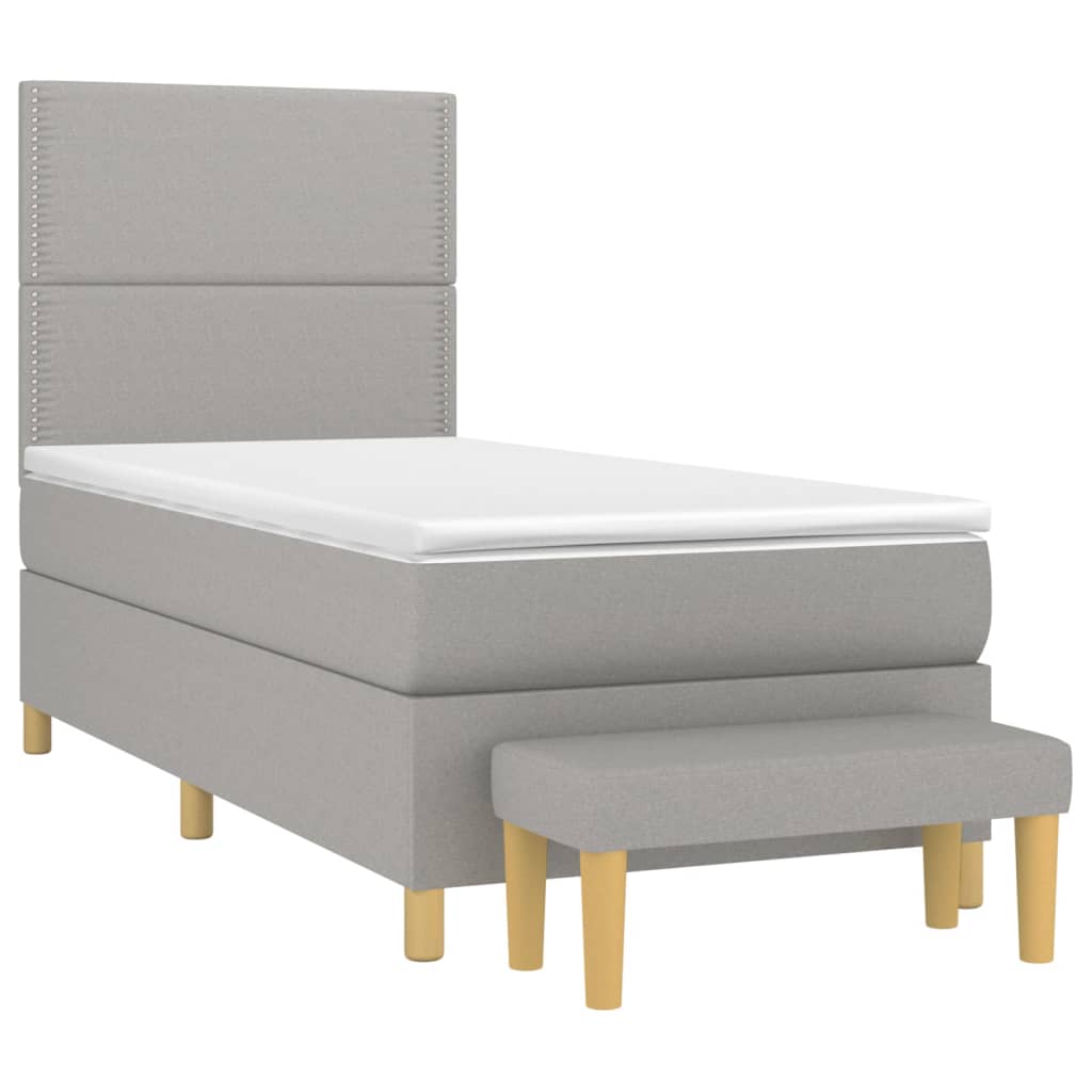 vidaXL Κρεβάτι Boxspring με Στρώμα Ανοιχτό Γκρι 100x200 εκ. Υφασμάτινο