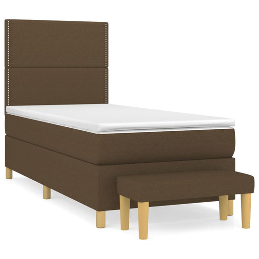 vidaXL Κρεβάτι Boxspring με Στρώμα Σκούρο Καφέ 100x200 εκ. Υφασμάτινο