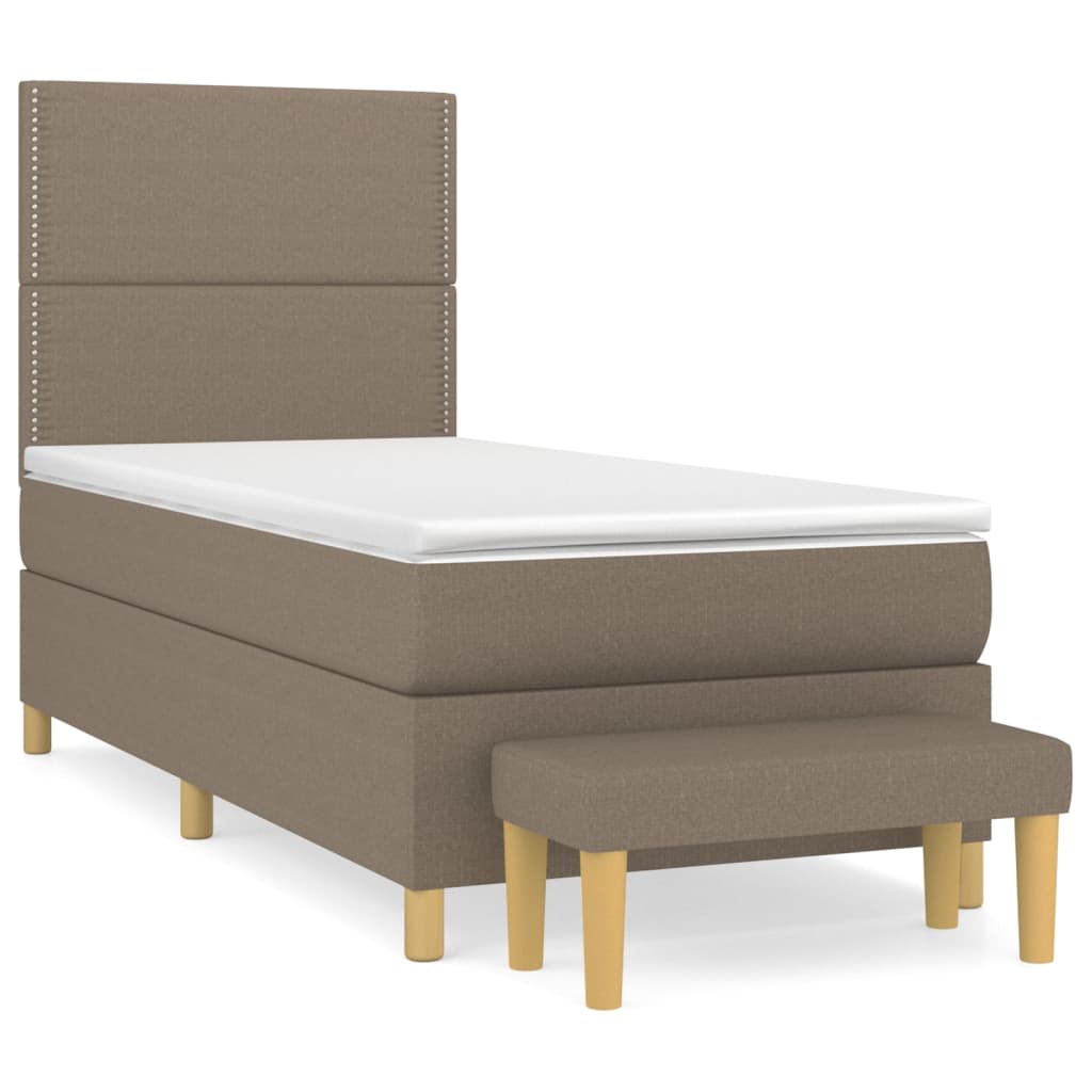 vidaXL Κρεβάτι Boxspring με Στρώμα Taupe 100 x 200 εκ. Υφασμάτινο