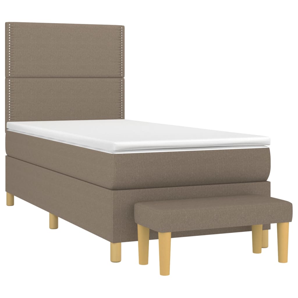 vidaXL Κρεβάτι Boxspring με Στρώμα Taupe 100 x 200 εκ. Υφασμάτινο