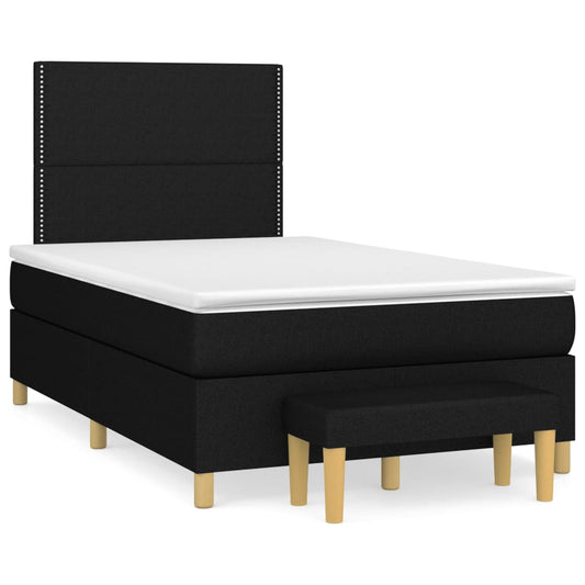 vidaXL Κρεβάτι Boxspring με Στρώμα Μαύρο 120x200 εκ. Υφασμάτινο