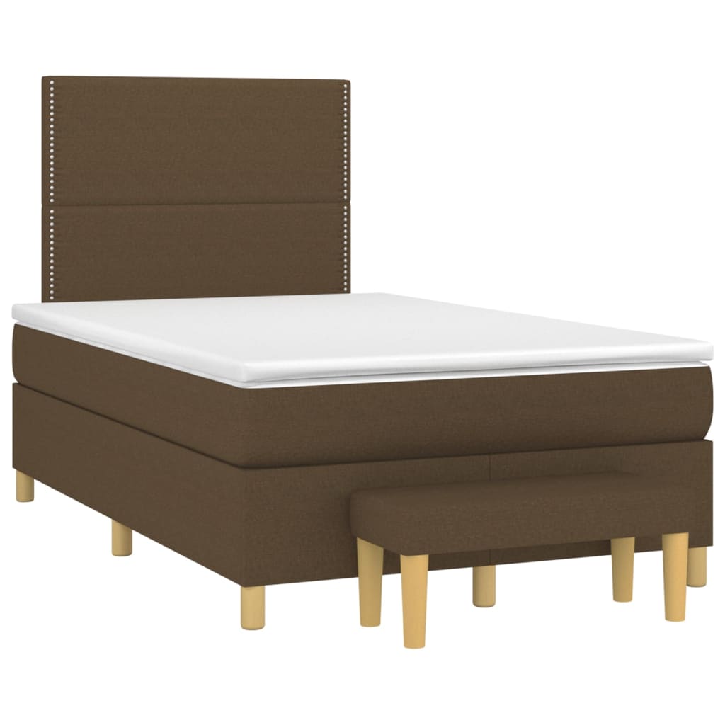 vidaXL Κρεβάτι Boxspring με Στρώμα Σκούρο Καφέ 120x200 εκ. Υφασμάτινο