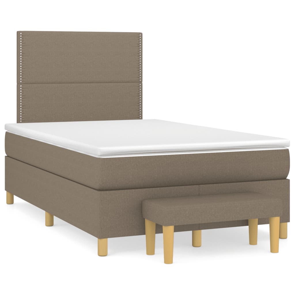 vidaXL Κρεβάτι Boxspring με Στρώμα Taupe 120x200 εκ. Υφασμάτινο