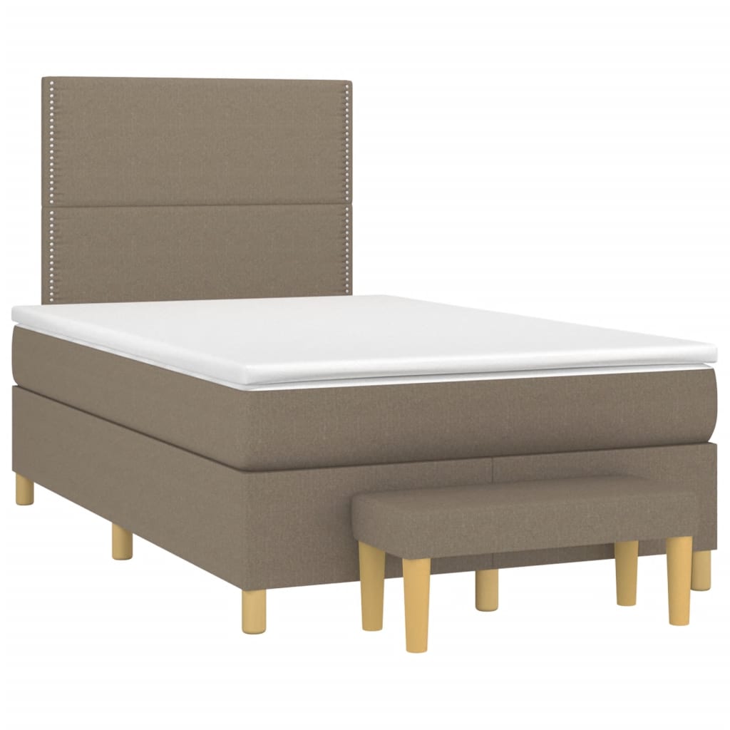 vidaXL Κρεβάτι Boxspring με Στρώμα Taupe 120x200 εκ. Υφασμάτινο