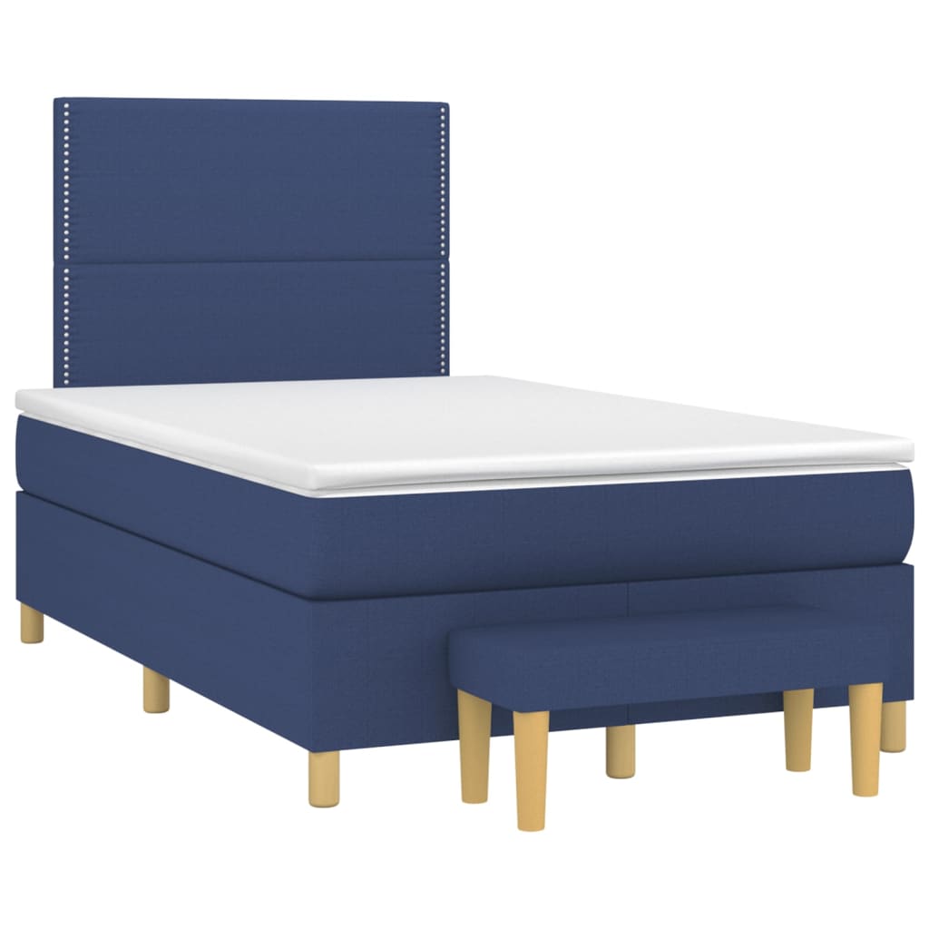 vidaXL Κρεβάτι Boxspring με Στρώμα Μπλε 120x200 εκ. Υφασμάτινο