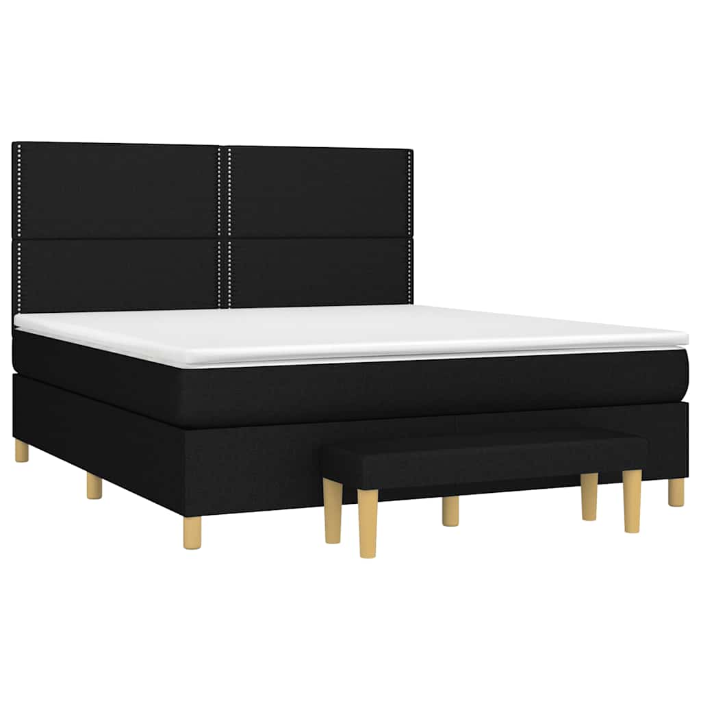 vidaXL Κρεβάτι Boxspring με Στρώμα Μαύρο 160x200 εκ. Υφασμάτινο