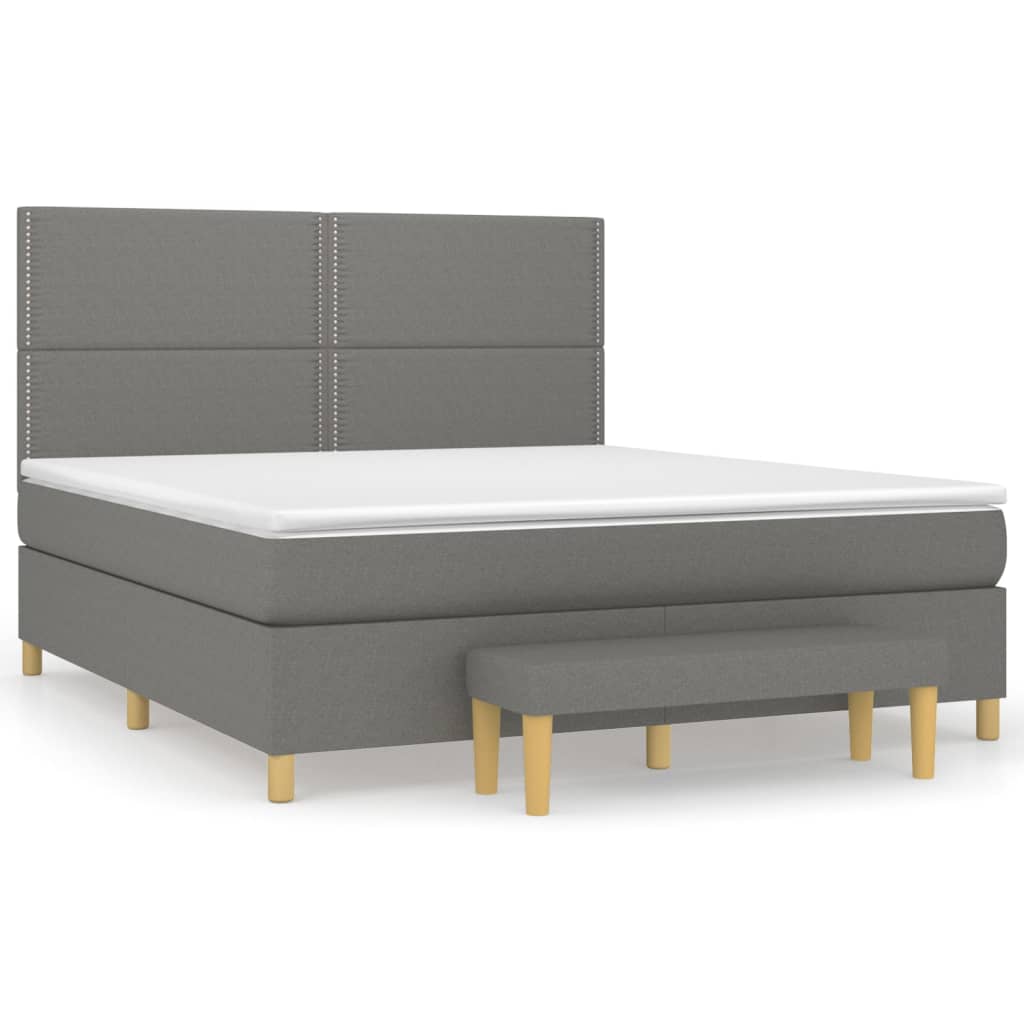 vidaXL Κρεβάτι Boxspring με Στρώμα Σκούρο Γκρι 180x200 εκ Υφασμάτιν