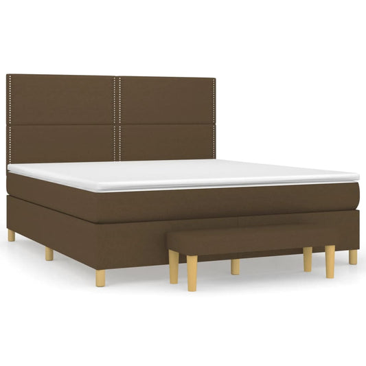 vidaXL Κρεβάτι Boxspring με Στρώμα Σκούρο Καφέ 180x200 εκ Υφασμάτινο
