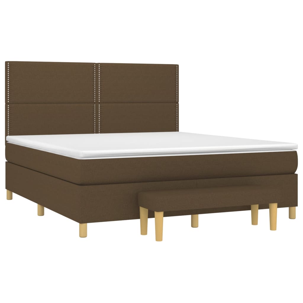 vidaXL Κρεβάτι Boxspring με Στρώμα Σκούρο Καφέ 180x200 εκ Υφασμάτινο