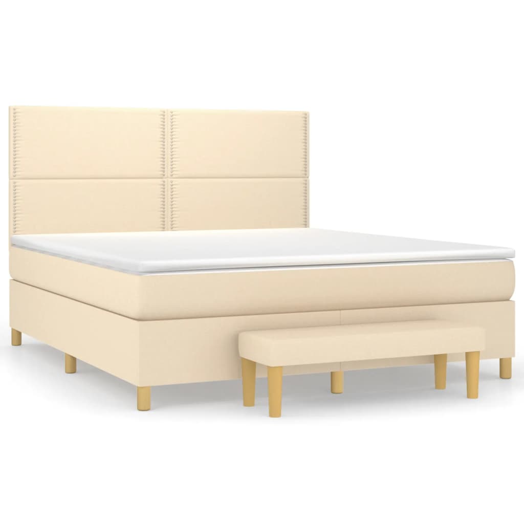 vidaXL Κρεβάτι Boxspring με Στρώμα Κρεμ 180x200 εκ. Υφασμάτινο