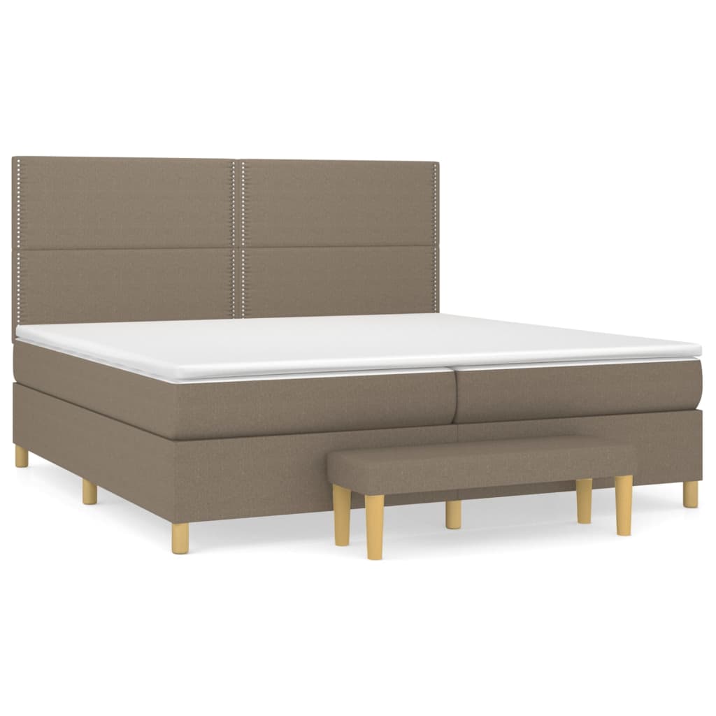 vidaXL Κρεβάτι Boxspring με Στρώμα Taupe 200x200 εκ. Υφασμάτινο