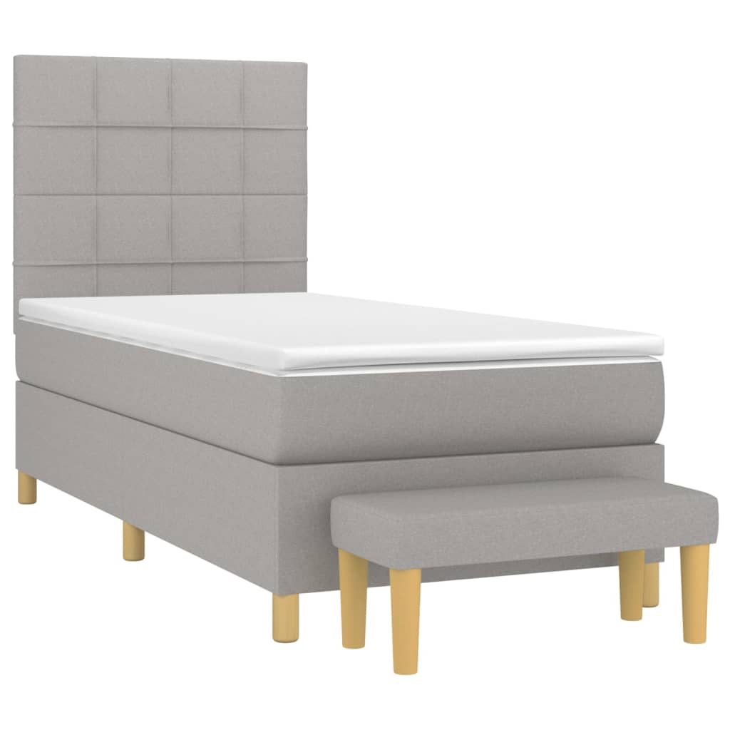 vidaXL Κρεβάτι Boxspring με Στρώμα Ανοιχτό Γκρι 80x200 εκ. Υφασμάτινο