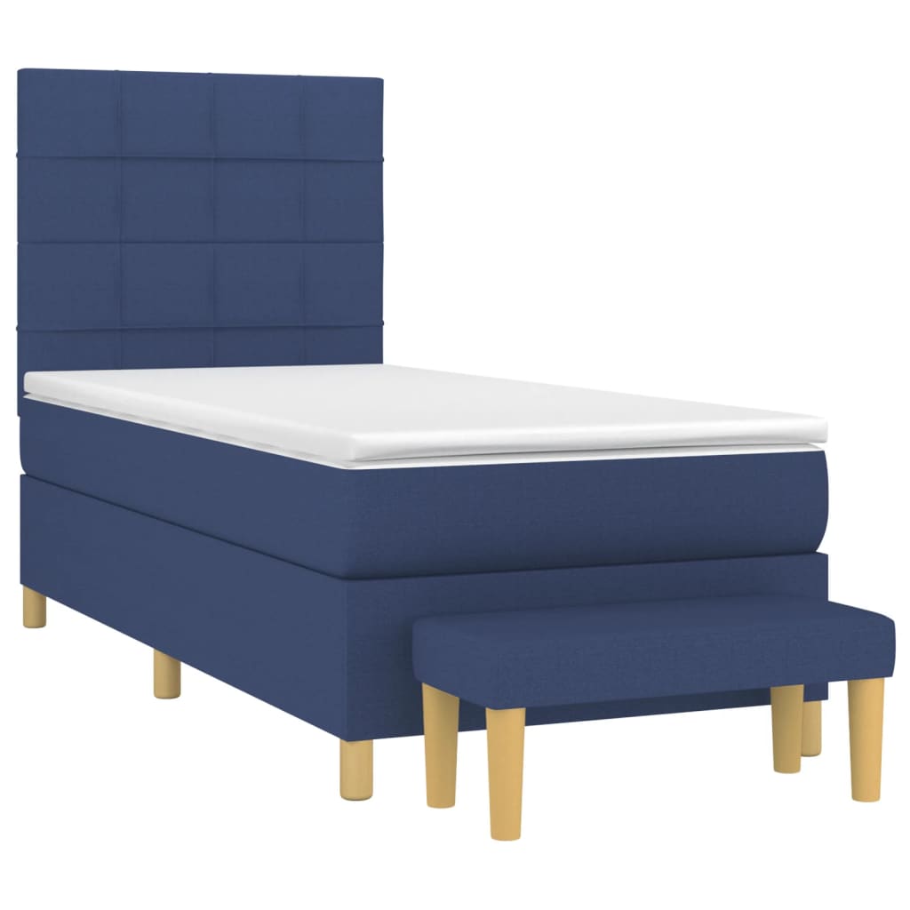 vidaXL Κρεβάτι Boxspring με Στρώμα Μπλε 100 x 200 εκ. Υφασμάτινο