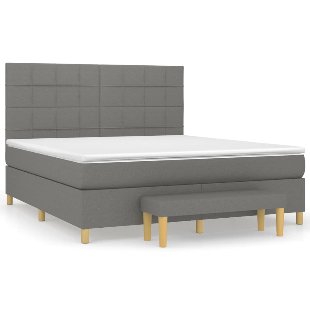 vidaXL Κρεβάτι Boxspring με Στρώμα Σκούρο Γκρι 160x200 εκ Υφασμάτινο