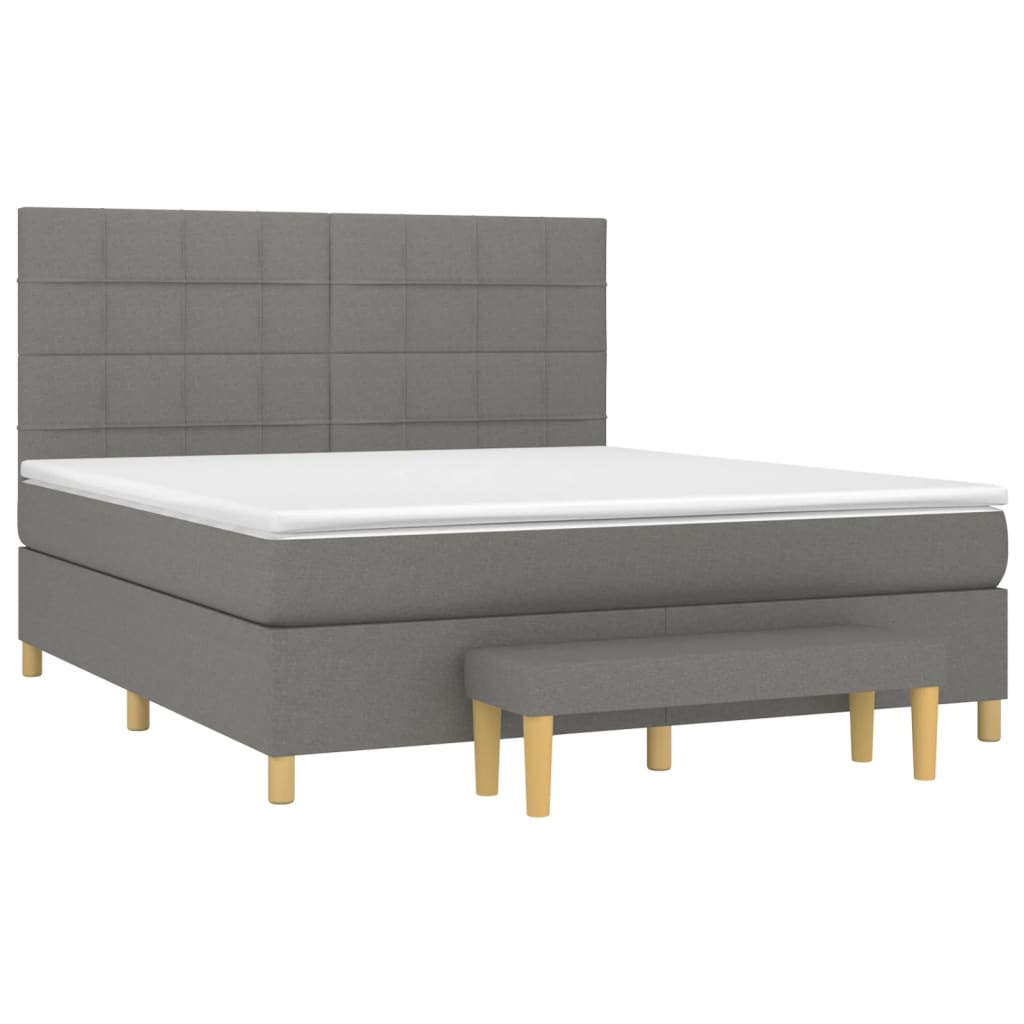 vidaXL Κρεβάτι Boxspring με Στρώμα Σκούρο Γκρι 160x200 εκ Υφασμάτινο