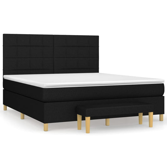 vidaXL Κρεβάτι Boxspring με Στρώμα Μαύρο 160x200 εκ. Υφασμάτινο