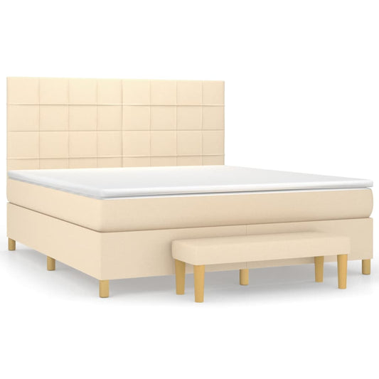 vidaXL Κρεβάτι Boxspring με Στρώμα Κρεμ 160x200 εκ. Υφασμάτινο