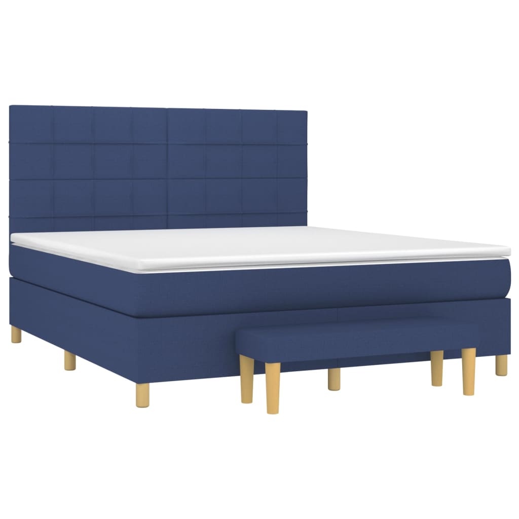 vidaXL Κρεβάτι Boxspring με Στρώμα Μπλε 160x200 εκ. Υφασμάτινο