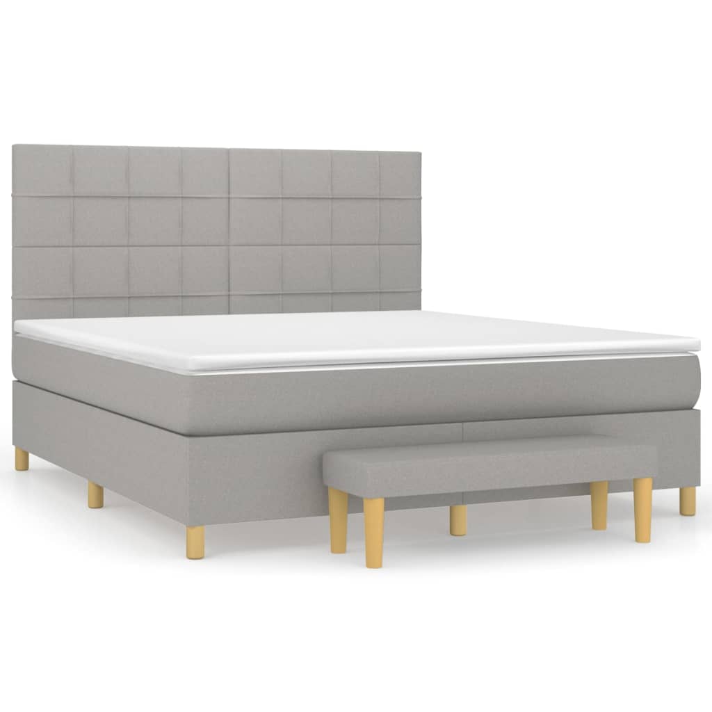 vidaXL Κρεβάτι Boxspring με Στρώμα Ανοιχτό Γκρι 180x200 εκ. Υφασμάτινο