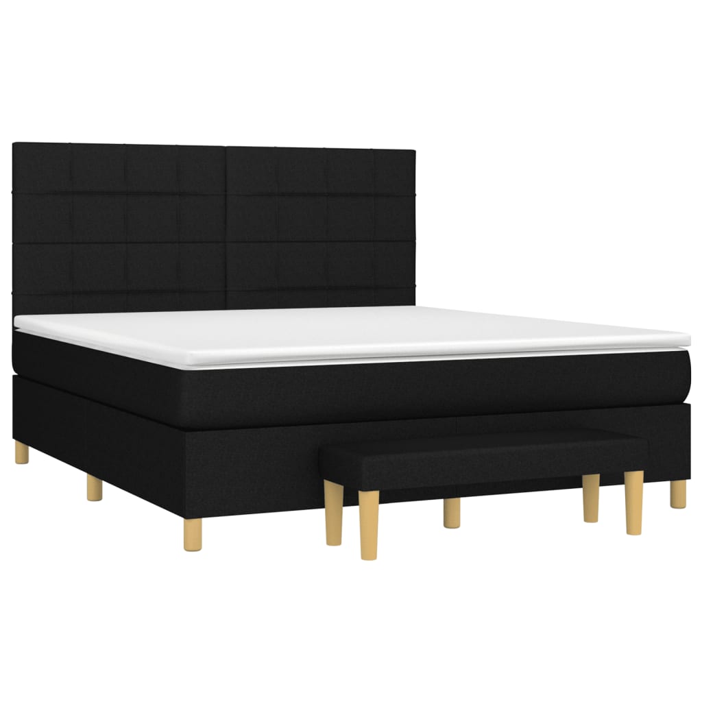 vidaXL Κρεβάτι Boxspring με Στρώμα Μαύρο 180x200 εκ. Υφασμάτινο