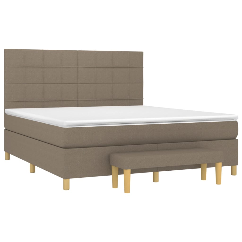 vidaXL Κρεβάτι Boxspring με Στρώμα Taupe 180x200 εκ. Υφασμάτινο