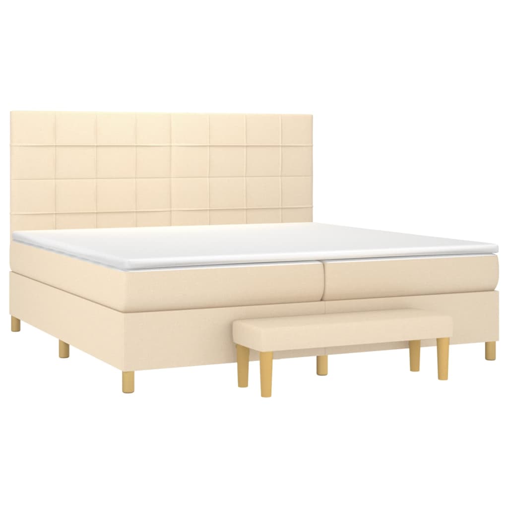 vidaXL Κρεβάτι Boxspring με Στρώμα Κρεμ 200x200 εκ. Υφασμάτινο