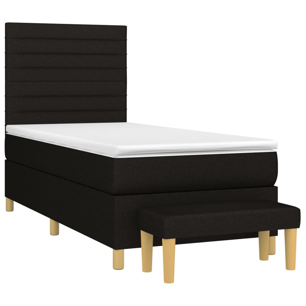 vidaXL Κρεβάτι Boxspring με Στρώμα Μαύρο 80 x 200 εκ. Υφασμάτινο