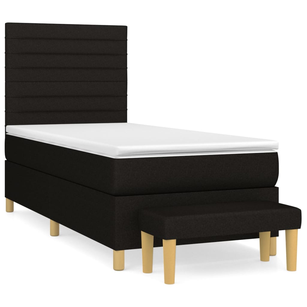 vidaXL Κρεβάτι Boxspring με Στρώμα Μαύρο 90x200 εκ. Υφασμάτινο