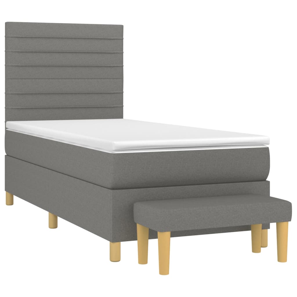vidaXL Κρεβάτι Boxspring με Στρώμα Σκούρο Γκρι 100x200 εκ. Υφασμάτινο