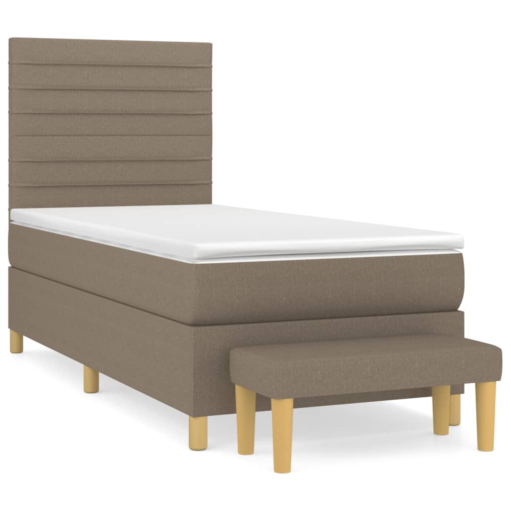 vidaXL Κρεβάτι Boxspring με Στρώμα Taupe 100 x 200 εκ. Υφασμάτινο
