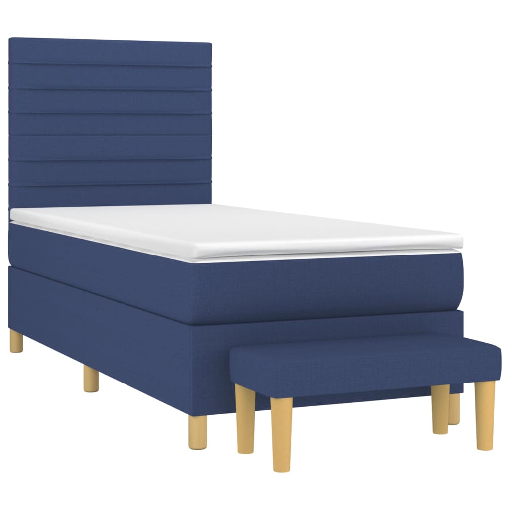vidaXL Κρεβάτι Boxspring με Στρώμα Μπλε 100 x 200 εκ. Υφασμάτινο