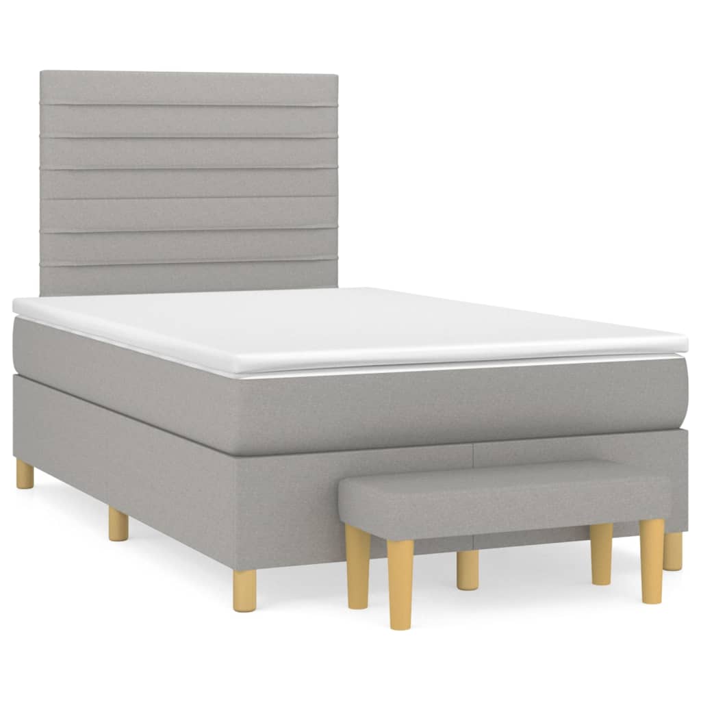 vidaXL Κρεβάτι Boxspring με Στρώμα Ανοιχτό Γκρι 120x200 εκ. Υφασμάτινο