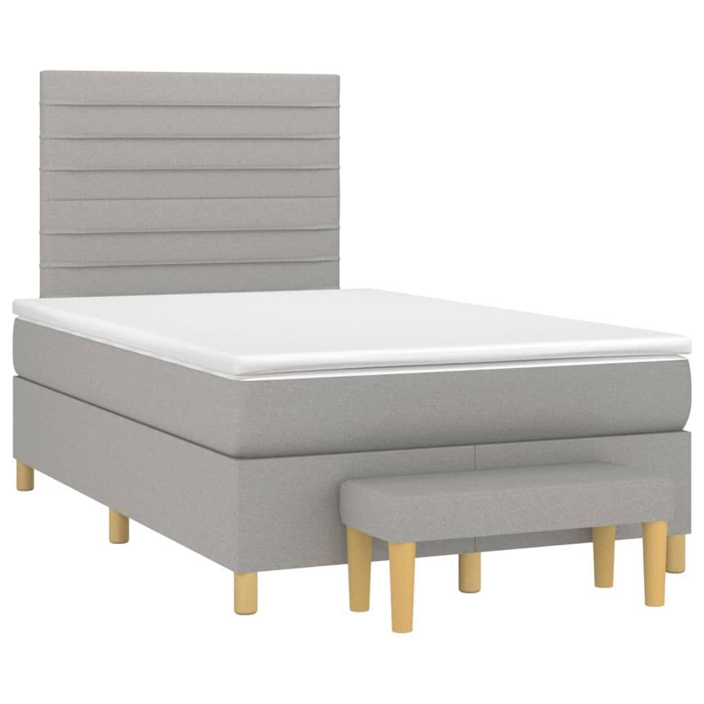 vidaXL Κρεβάτι Boxspring με Στρώμα Ανοιχτό Γκρι 120x200 εκ. Υφασμάτινο