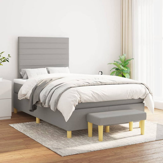 vidaXL Κρεβάτι Boxspring με Στρώμα Ανοιχτό Γκρι 120x200 εκ. Υφασμάτινο