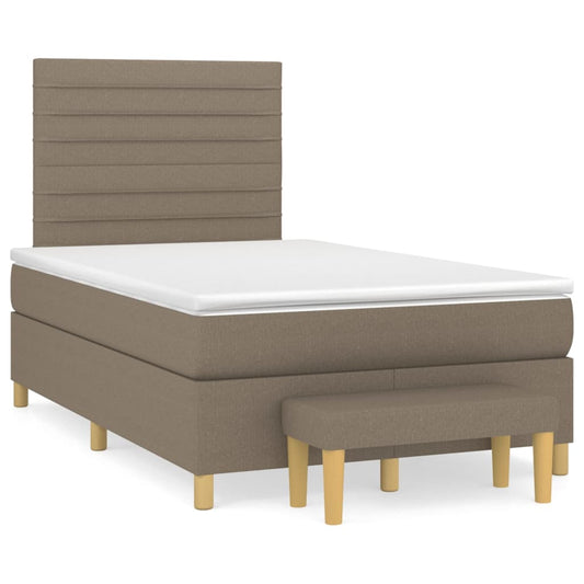 vidaXL Κρεβάτι Boxspring με Στρώμα Taupe 120x200 εκ. Υφασμάτινο