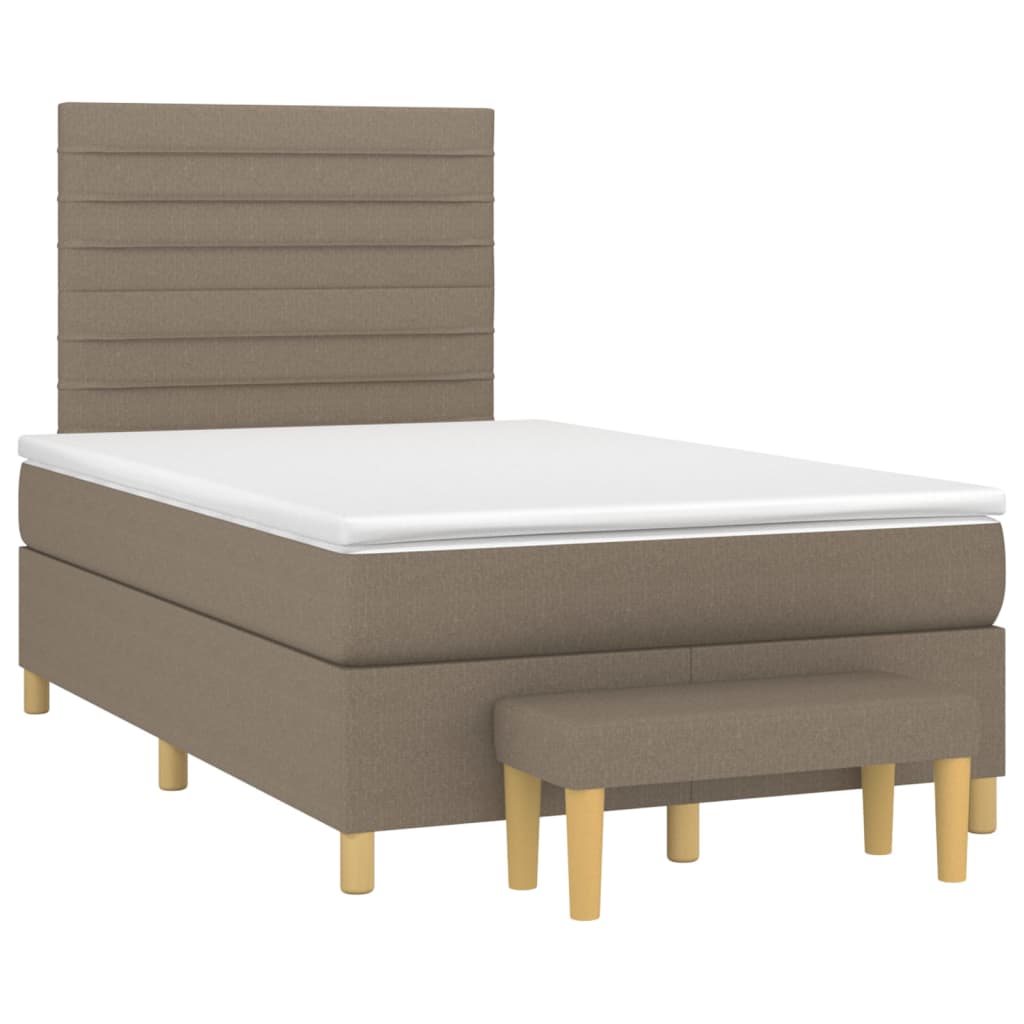 vidaXL Κρεβάτι Boxspring με Στρώμα Taupe 120x200 εκ. Υφασμάτινο