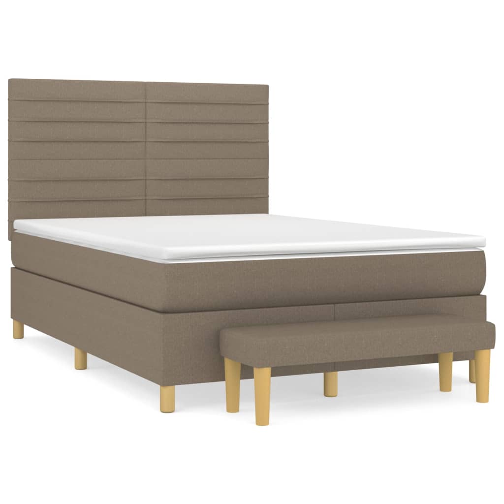 vidaXL Κρεβάτι Boxspring με Στρώμα Taupe 140x190 εκ. Υφασμάτινο