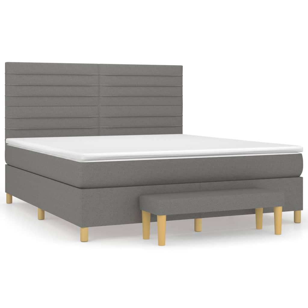 vidaXL Κρεβάτι Boxspring με Στρώμα Σκούρο Γκρι 160x200 εκ Υφασμάτινο