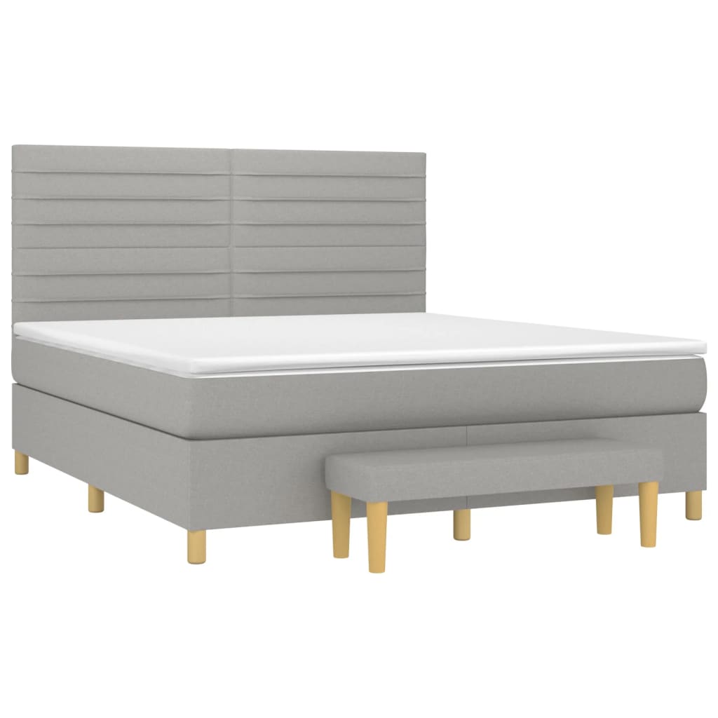 vidaXL Κρεβάτι Boxspring με Στρώμα Ανοιχτό Γκρι 180x200 εκ. Υφασμάτινο