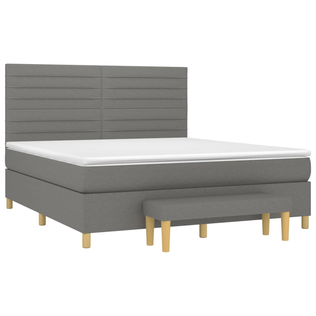 vidaXL Κρεβάτι Boxspring με Στρώμα Σκούρο Γκρι 180x200 εκ Υφασμάτιν