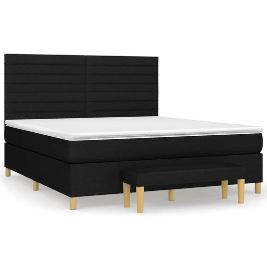 vidaXL Κρεβάτι Boxspring με Στρώμα Μαύρο 180x200 εκ. Υφασμάτινο
